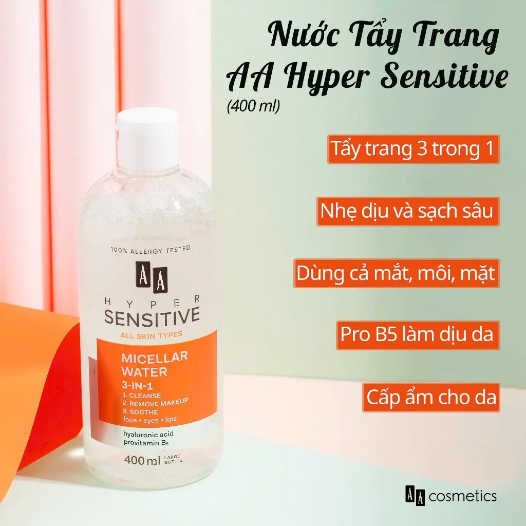 Nước Tẩy Trang 3in1 AA Hyper Sensitive Micellar Water 400ml — Ảnh 6