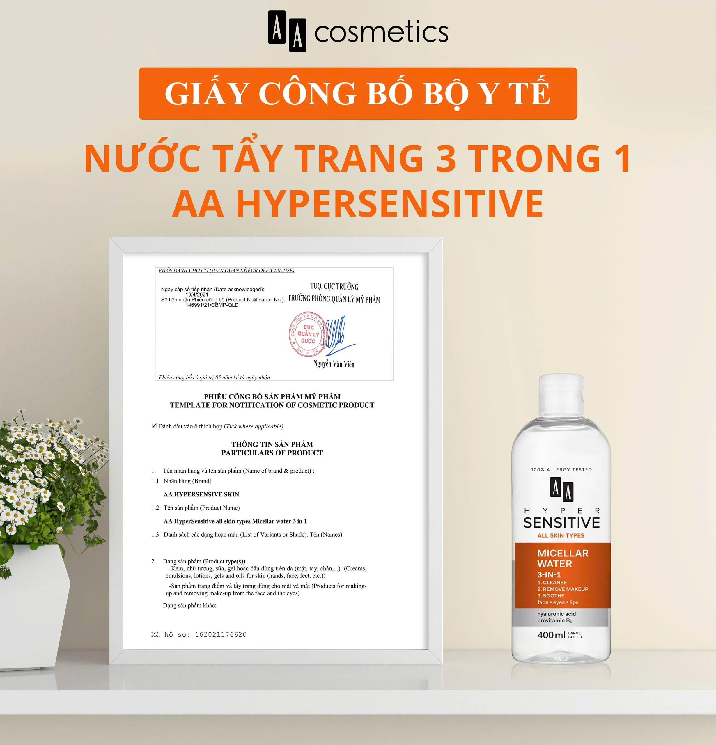 Nước Tẩy Trang 3in1 AA Hyper Sensitive Micellar Water 400ml — Ảnh 8