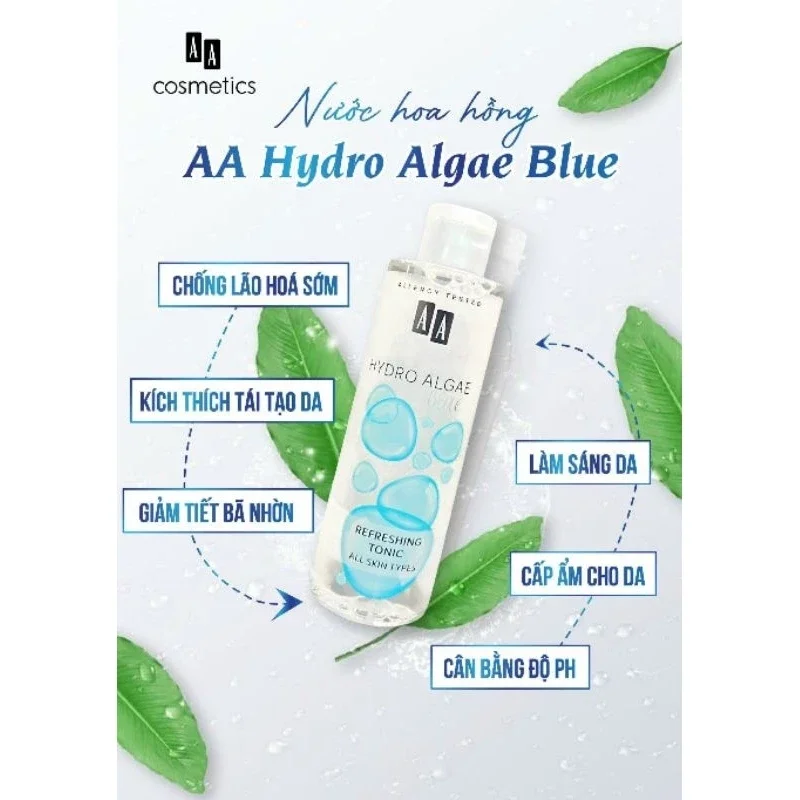 Nước Hoa Hồng Cấp Ẩm AA Hydro Algae Refreshing Tonic 200ml — Ảnh 4