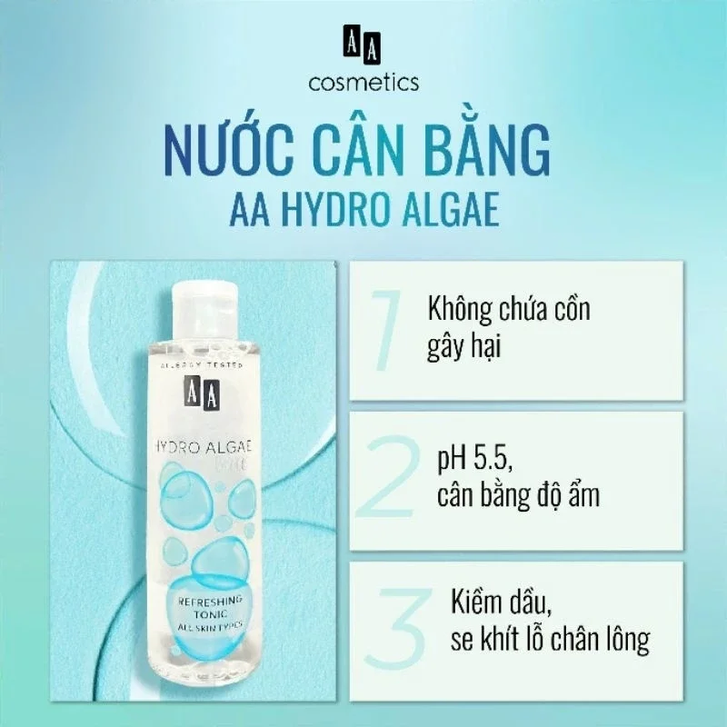 Nước Hoa Hồng Cấp Ẩm AA Hydro Algae Refreshing Tonic 200ml — Ảnh 6