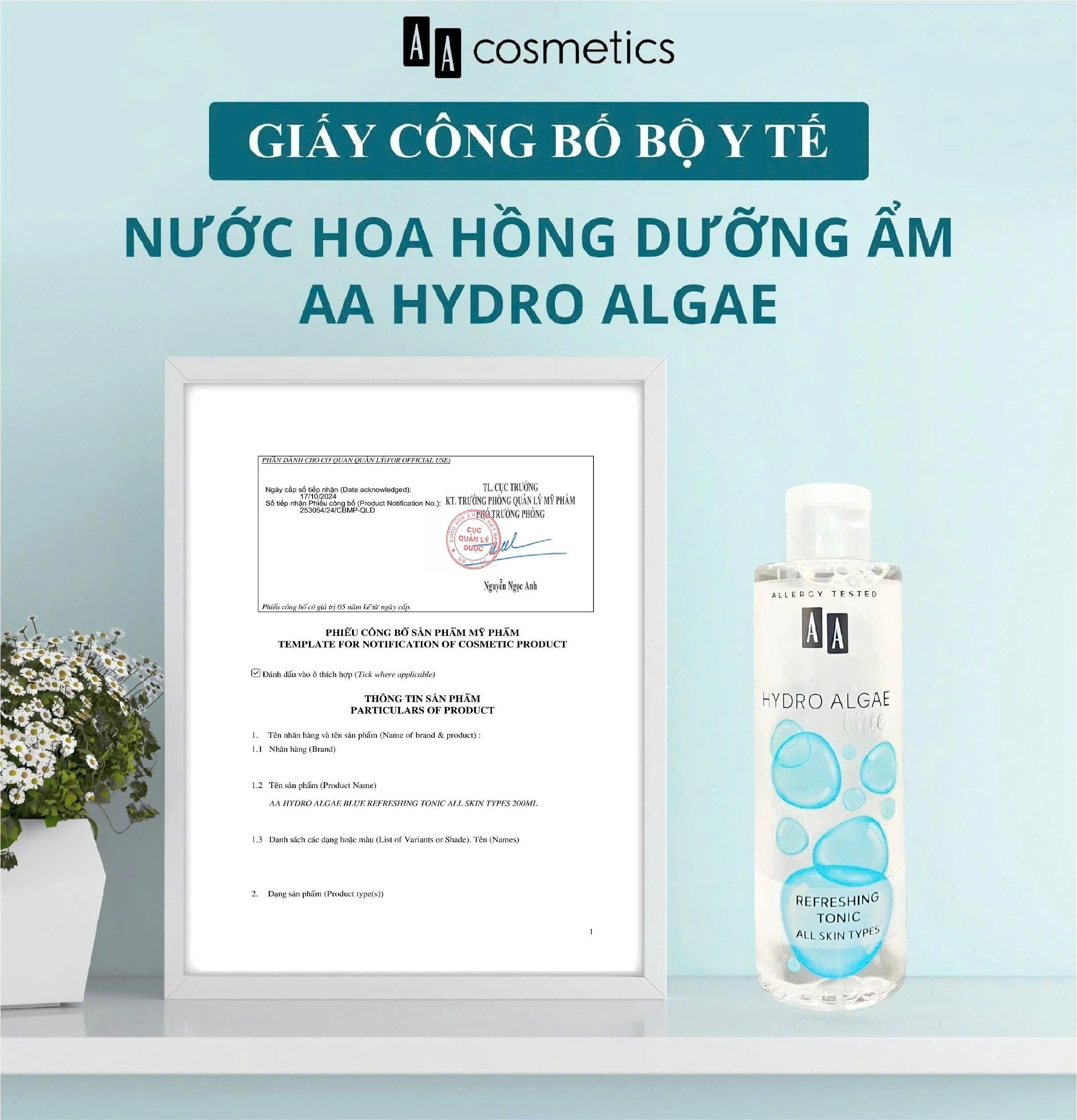 Nước Hoa Hồng Cấp Ẩm AA Hydro Algae Refreshing Tonic 200ml