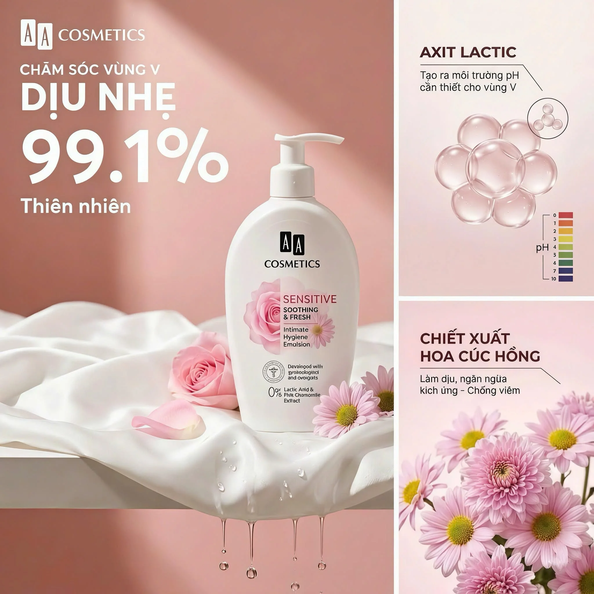 Gel Vệ Sinh Phụ Nữ AA Sensitive Soothing & Fresh 300ml — Ảnh 3