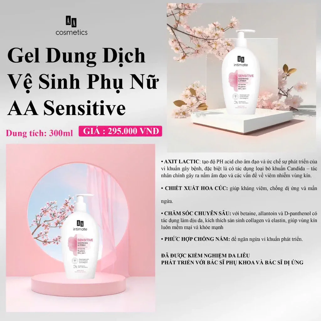 Gel Vệ Sinh Phụ Nữ AA Sensitive Soothing & Fresh 300ml — Ảnh 5