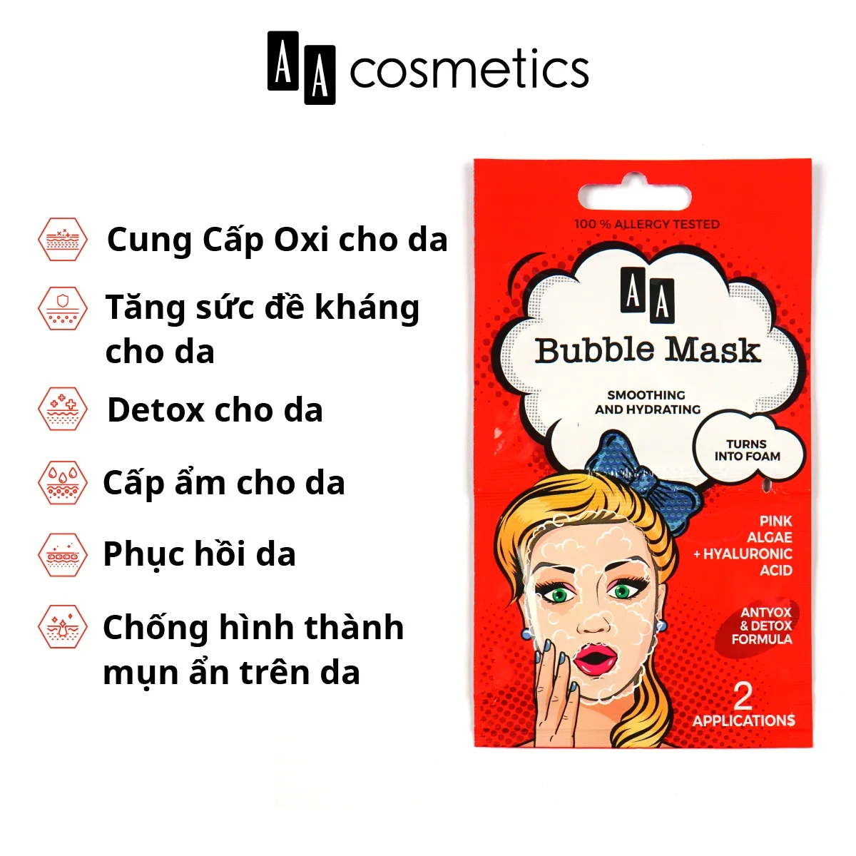 Mặt Nạ Sủi Bọt AA Bubble Mask Moisturizing & Smoothing - Hộp 10 Miếng — Ảnh 2