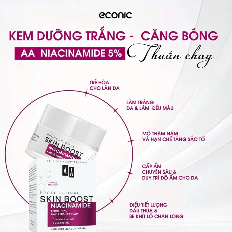 Kem Dưỡng Trắng & Căng Bóng AA Professional Skin Boost Niacinamide Day & Night Cream 50ml — Ảnh 3