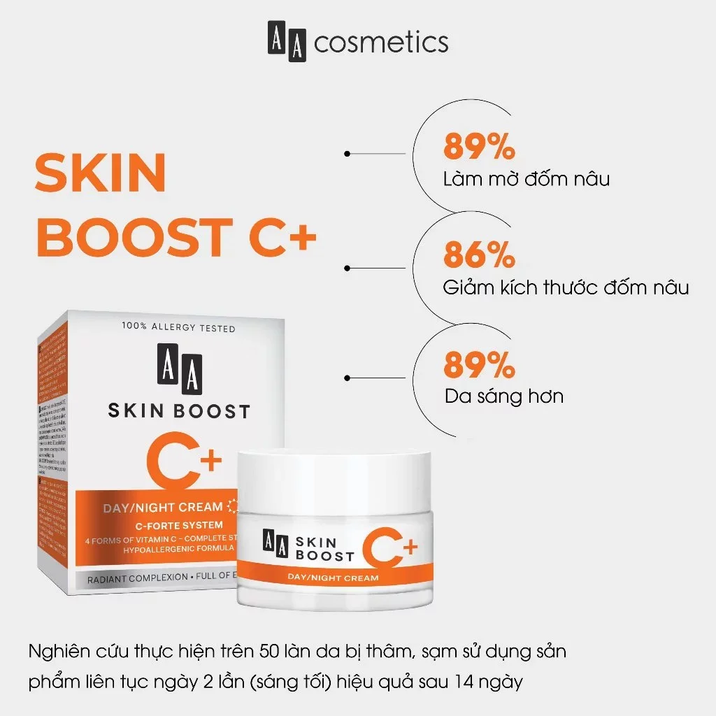 Kem Dưỡng Trắng & Làm Đều Màu Da AA Skin Boost C+ Day & Night Cream 50ml