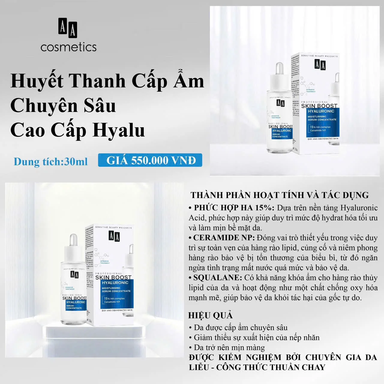 Huyết Thanh Cấp Ẩm Chuyên Sâu AA Professional Skin Boost Hyaluronic 30ml — Ảnh 4