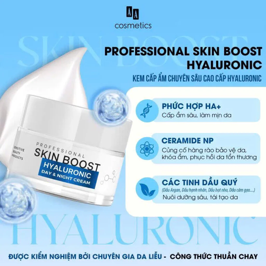 Kem Cấp Ẩm Chuyên Sâu AA Professional Skin Boost Hyaluronic Day & Night Cream 50ml — Ảnh 2
