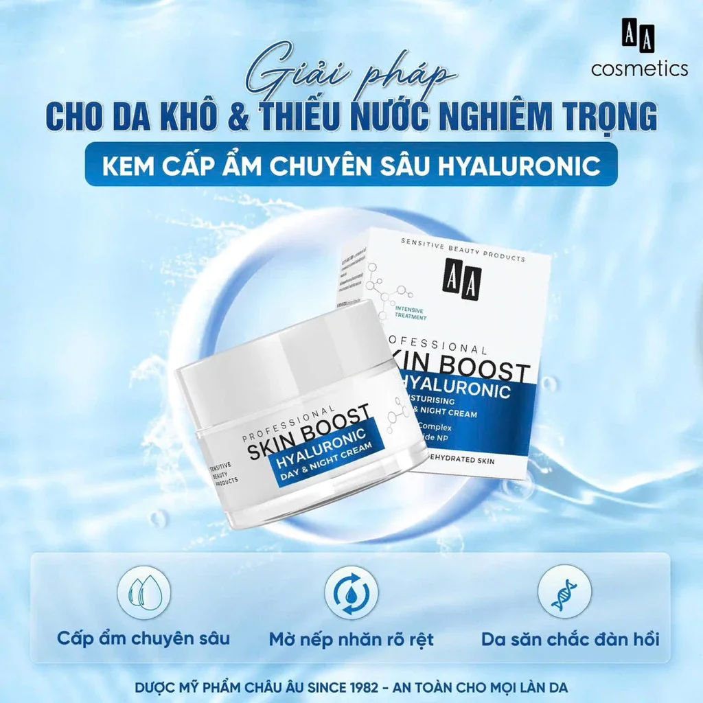 Kem Cấp Ẩm Chuyên Sâu AA Professional Skin Boost Hyaluronic Day & Night Cream 50ml — Ảnh 3