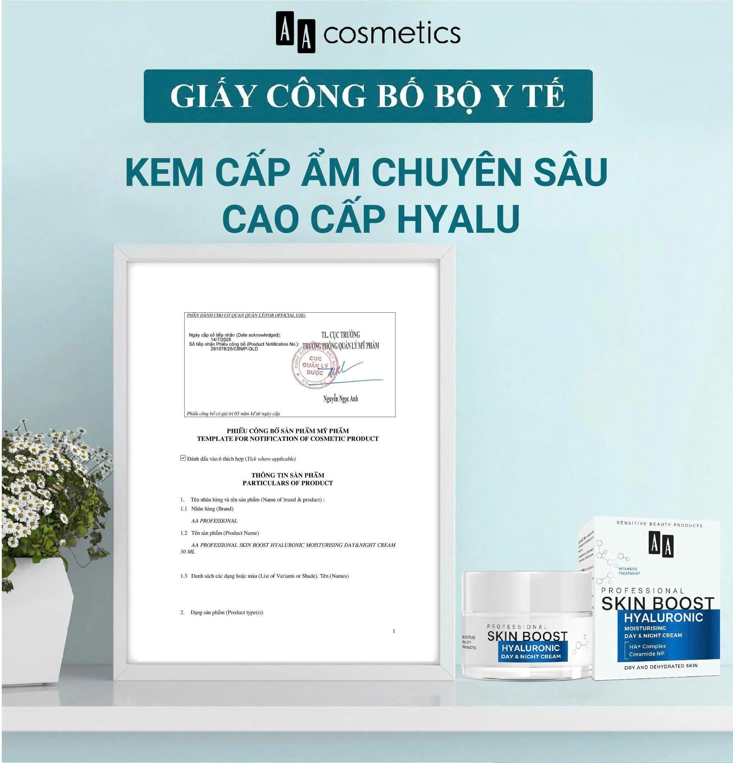 Kem Cấp Ẩm Chuyên Sâu AA Professional Skin Boost Hyaluronic Day & Night Cream 50ml — Ảnh 6