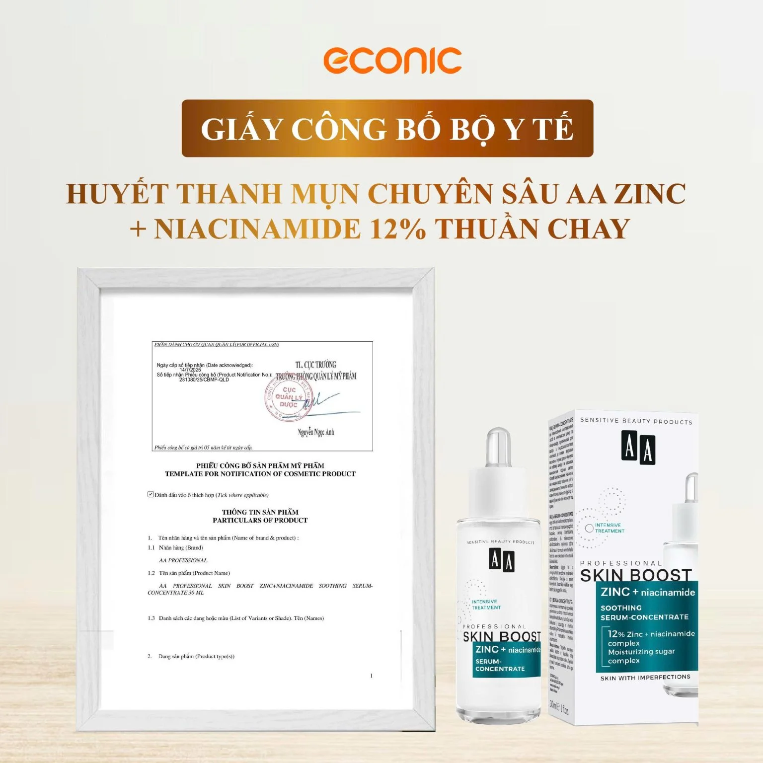 Huyết Thanh Hỗ Trợ Giảm Mụn AA Skin Boost Zinc + Niacinamide 12% 30ml — Ảnh 3