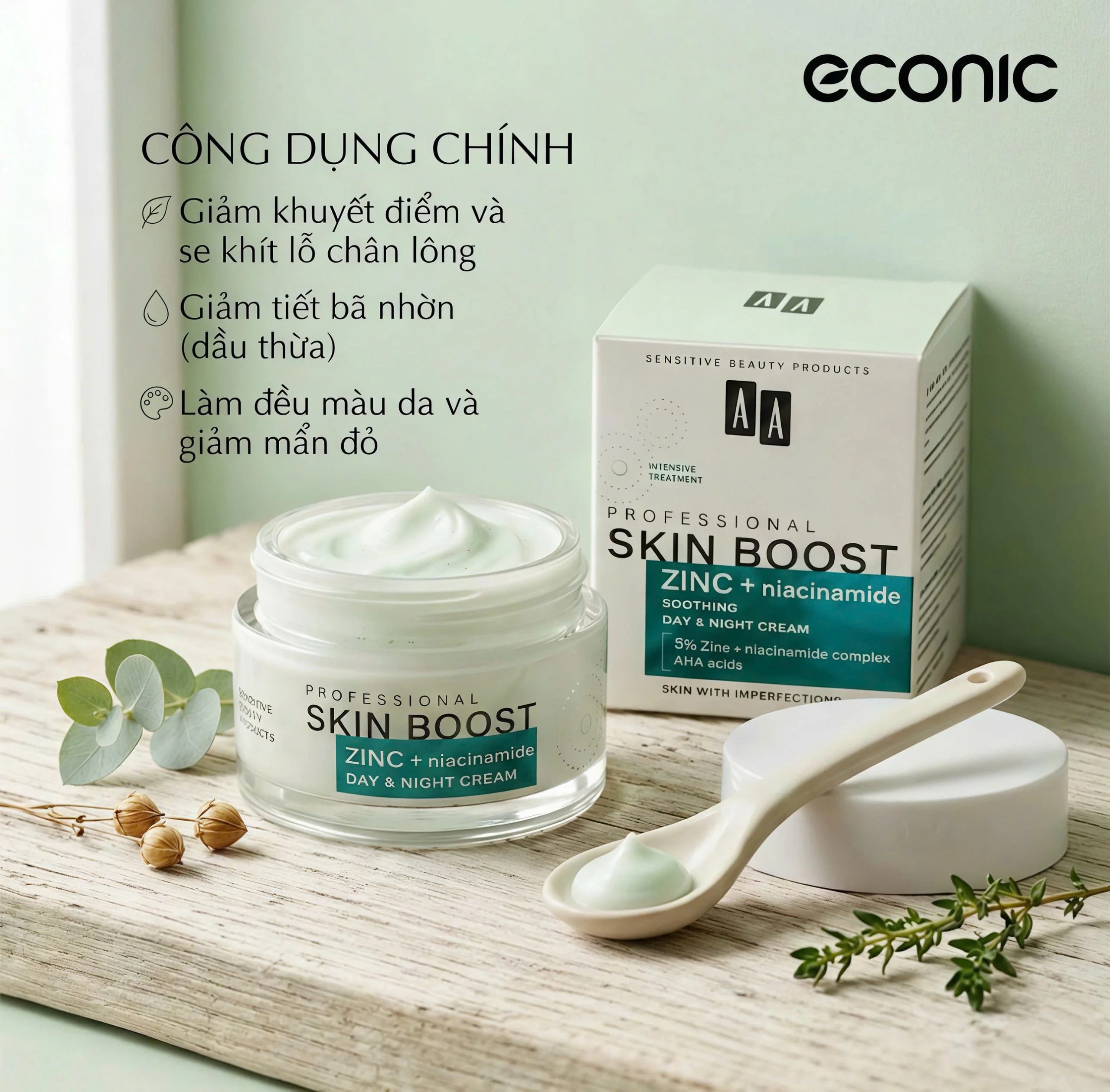 Kem Dưỡng Hỗ Trợ Giảm Mụn AA Professional Skin Boost Zinc + Niacinamide 50ml — Ảnh 2