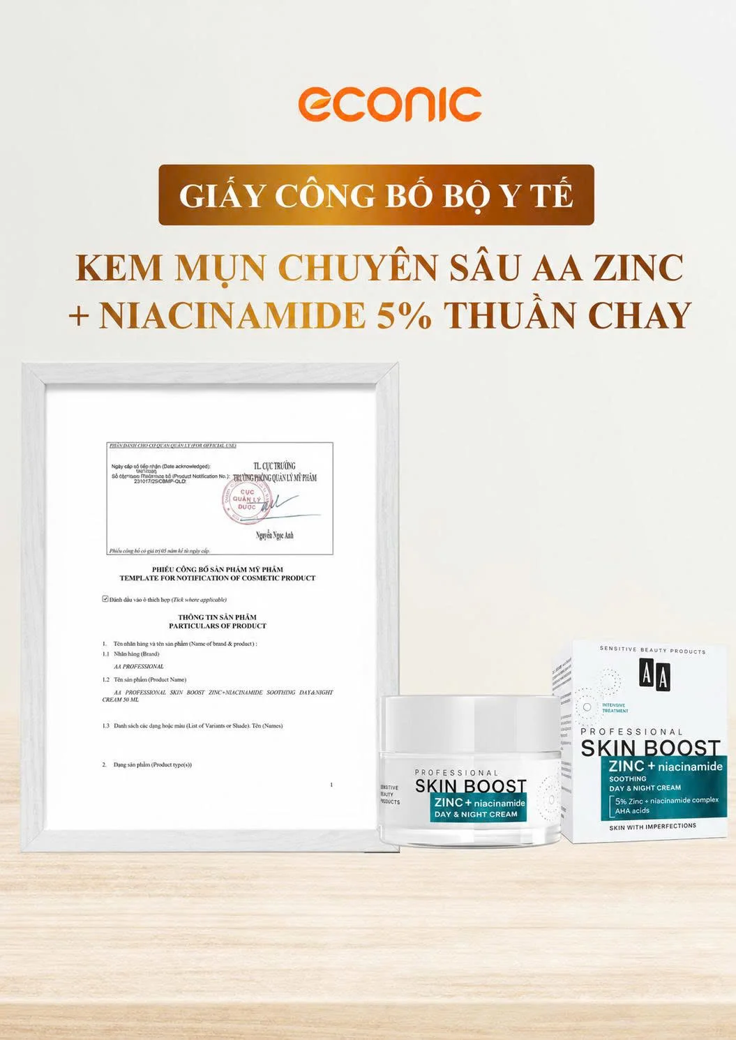 Kem Dưỡng Hỗ Trợ Giảm Mụn AA Professional Skin Boost Zinc + Niacinamide 50ml — Ảnh 4