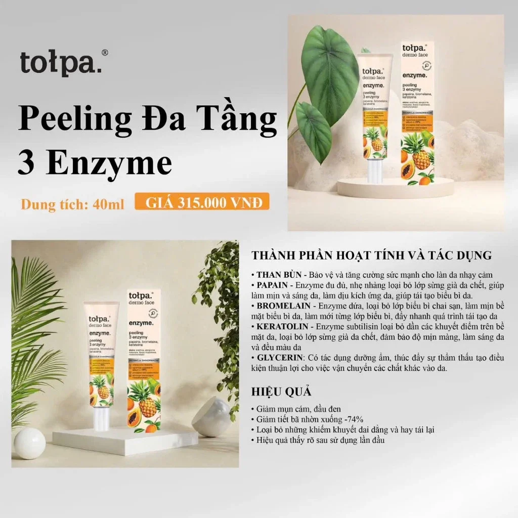Tẩy da chết Peeling Da Tầng 3 Enzyme Tolpa (40ml) — Ảnh 3