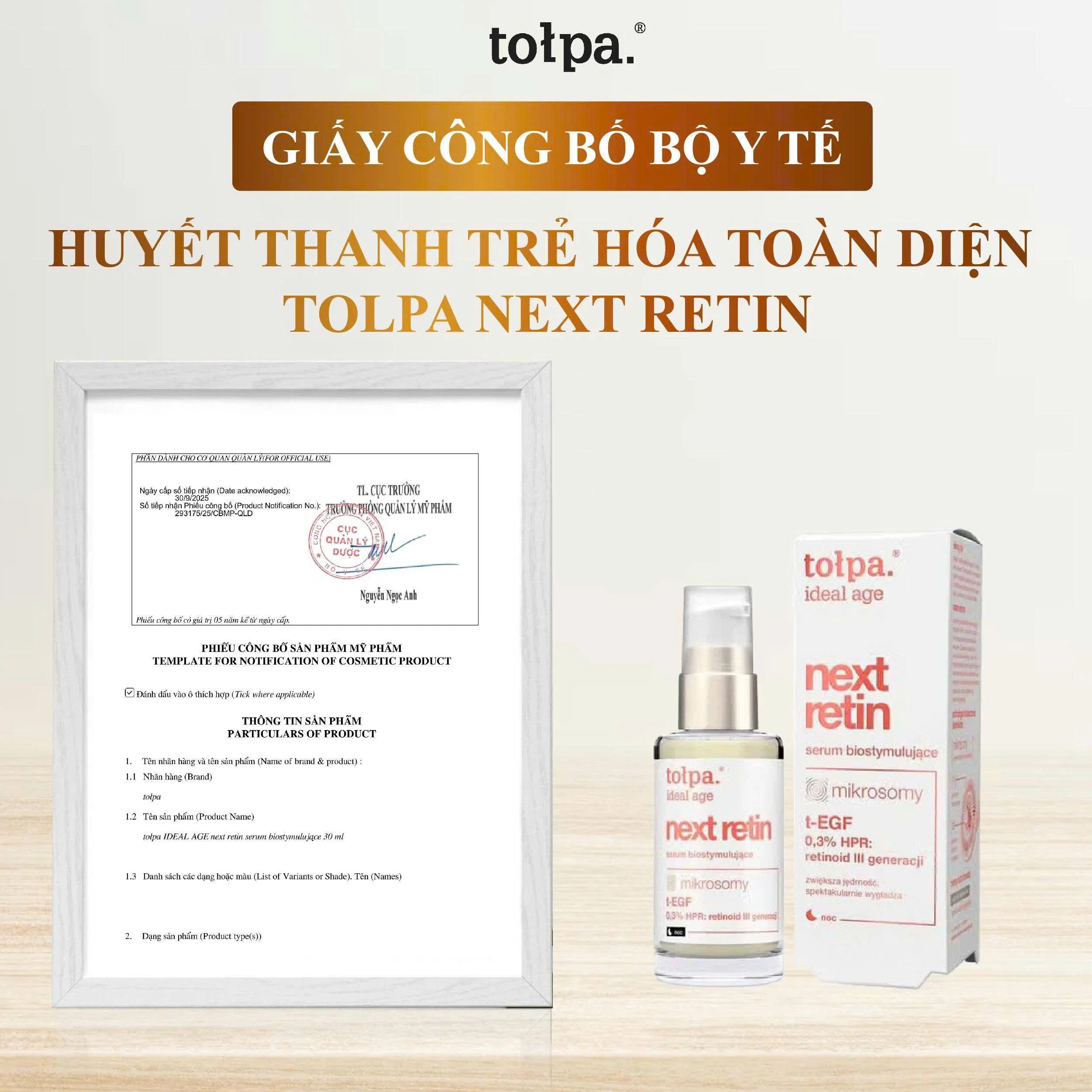 Huyết Thanh Trẻ Hóa Tołpa Next Retin HPR 0,3% 30ml — Ảnh 3