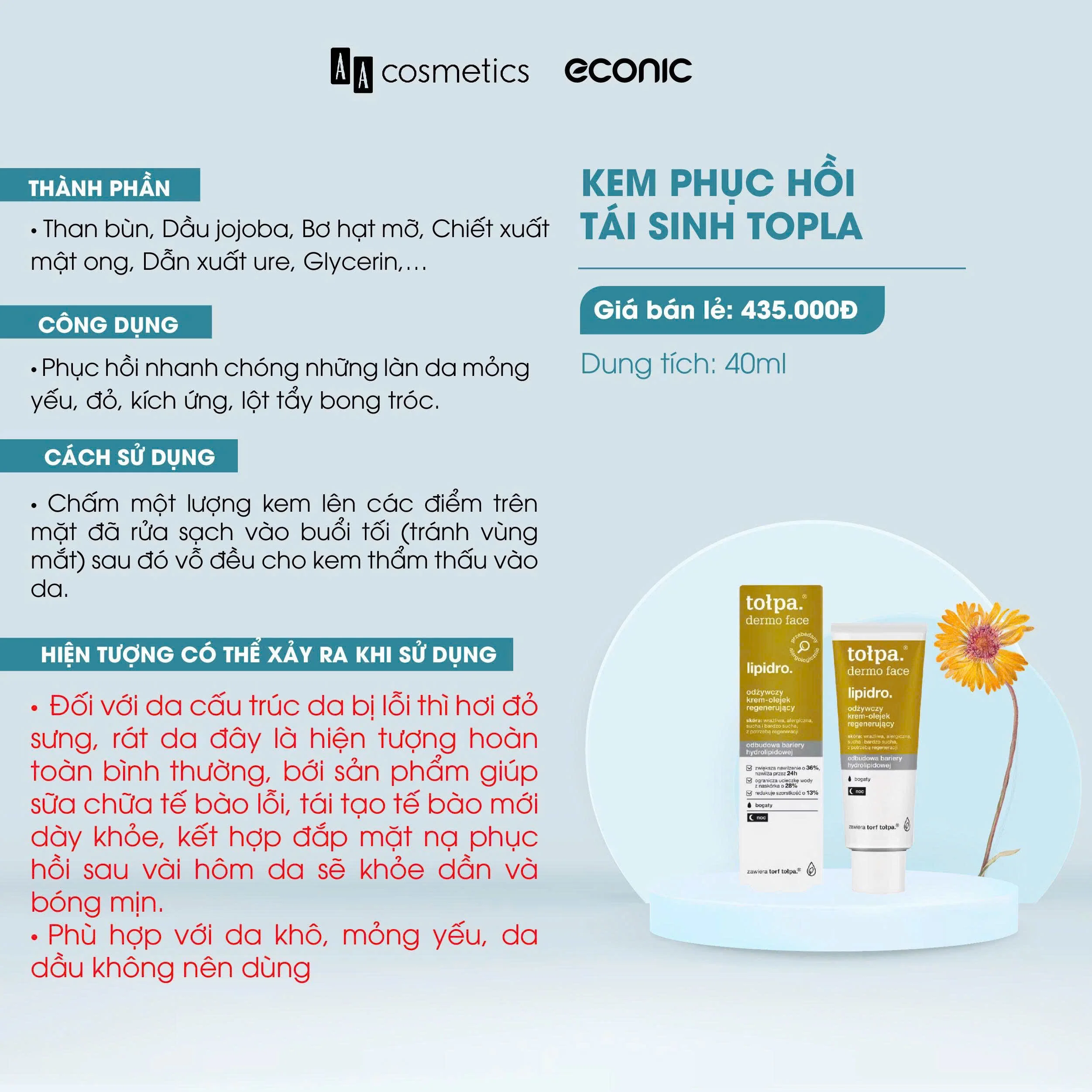 Kem Phục Hồi Tołpa Lipidro 40ml — Ảnh 3