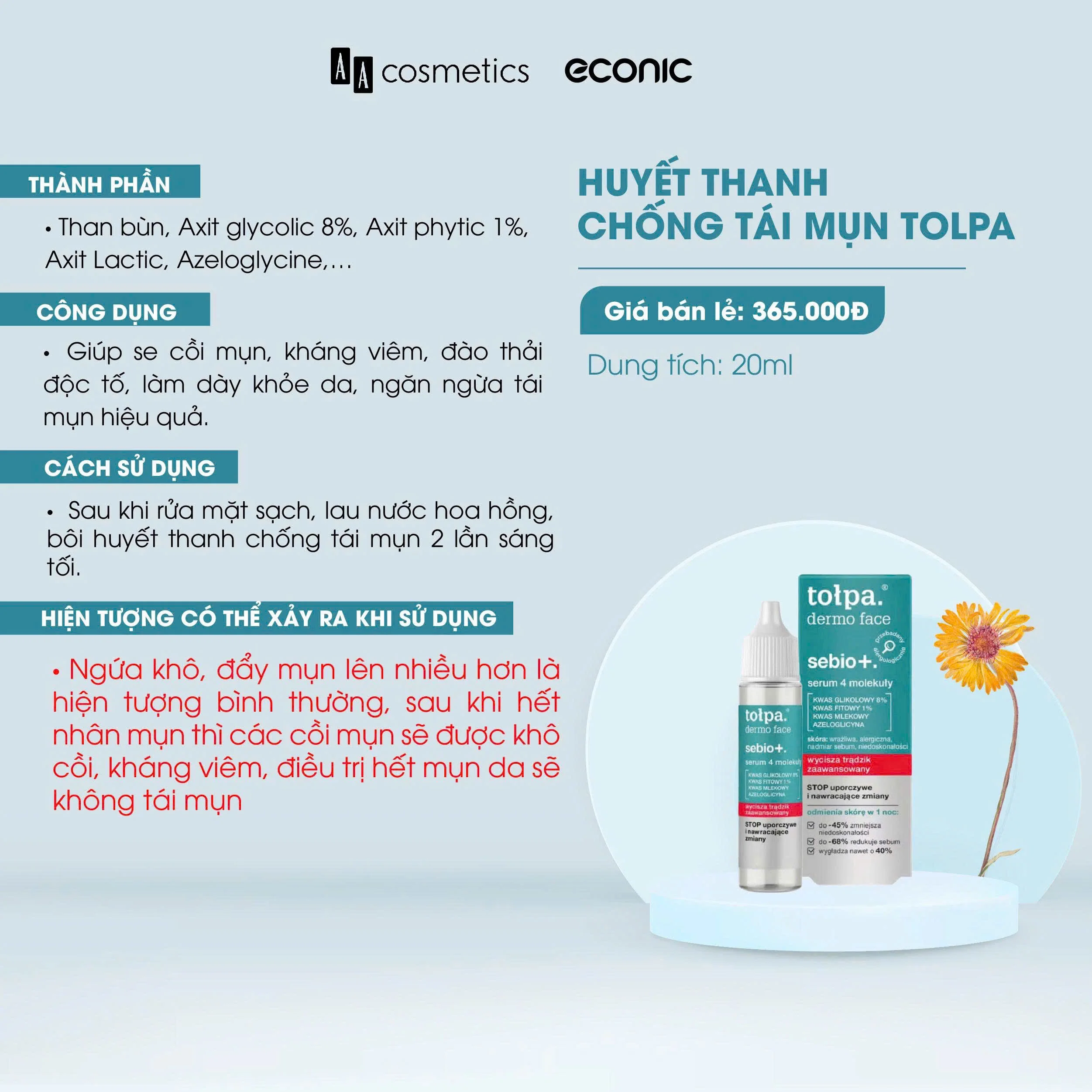 Huyết Thanh Tołpa Dermo Face Sebio+ Serum 4 Molekuły 20ml — Ảnh 2