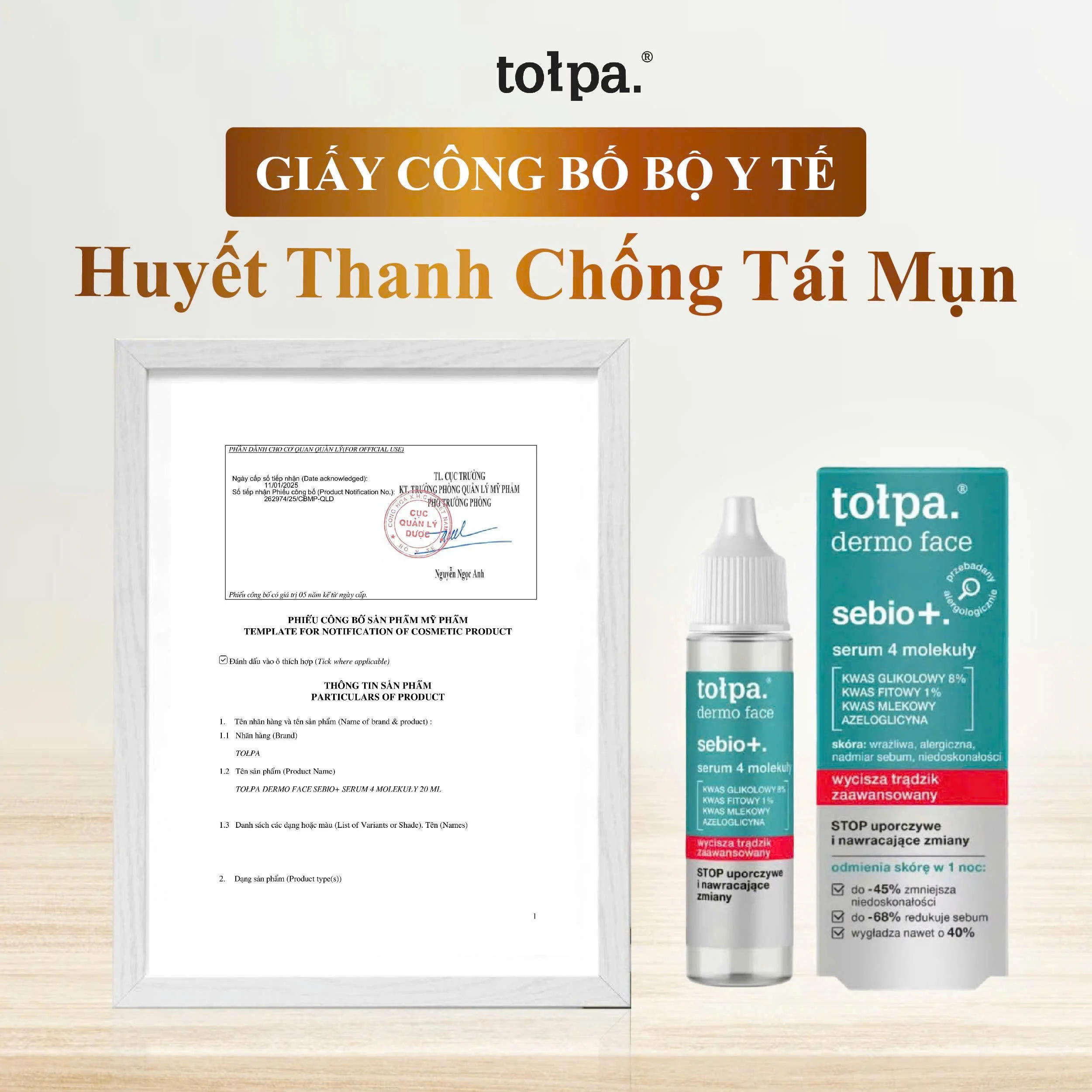 Huyết Thanh Tołpa Dermo Face Sebio+ Serum 4 Molekuły 20ml — Ảnh 3