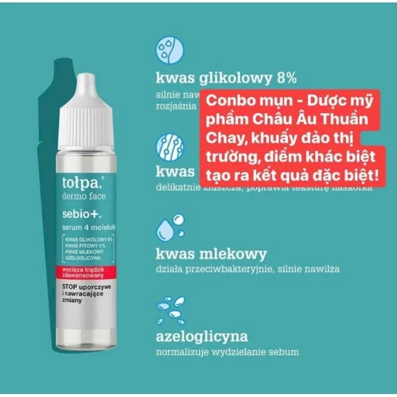 Huyết Thanh Tołpa Dermo Face Sebio+ Serum 4 Molekuły 20ml — Ảnh 4