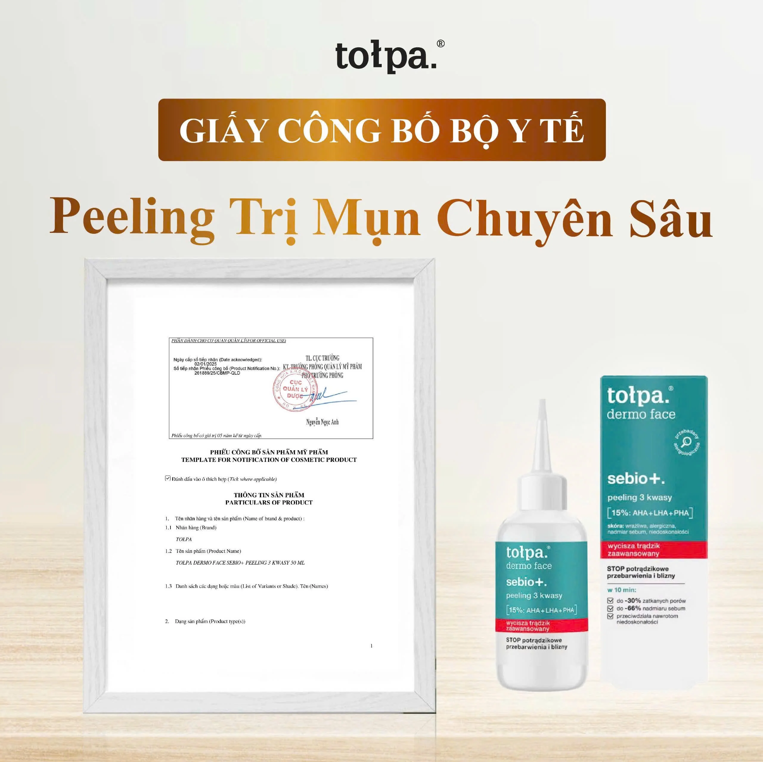 Peeling Hỗ Trợ Giảm Mụn Tołpa Dermo Face Sebio+ 3 Acids 50ml — Ảnh 3