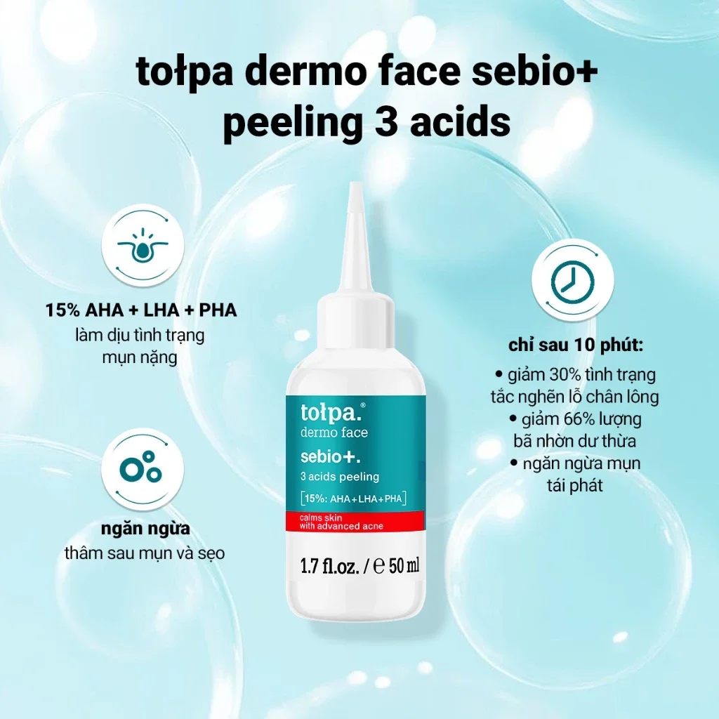 Peeling Hỗ Trợ Giảm Mụn Tołpa Dermo Face Sebio+ 3 Acids 50ml — Ảnh 5