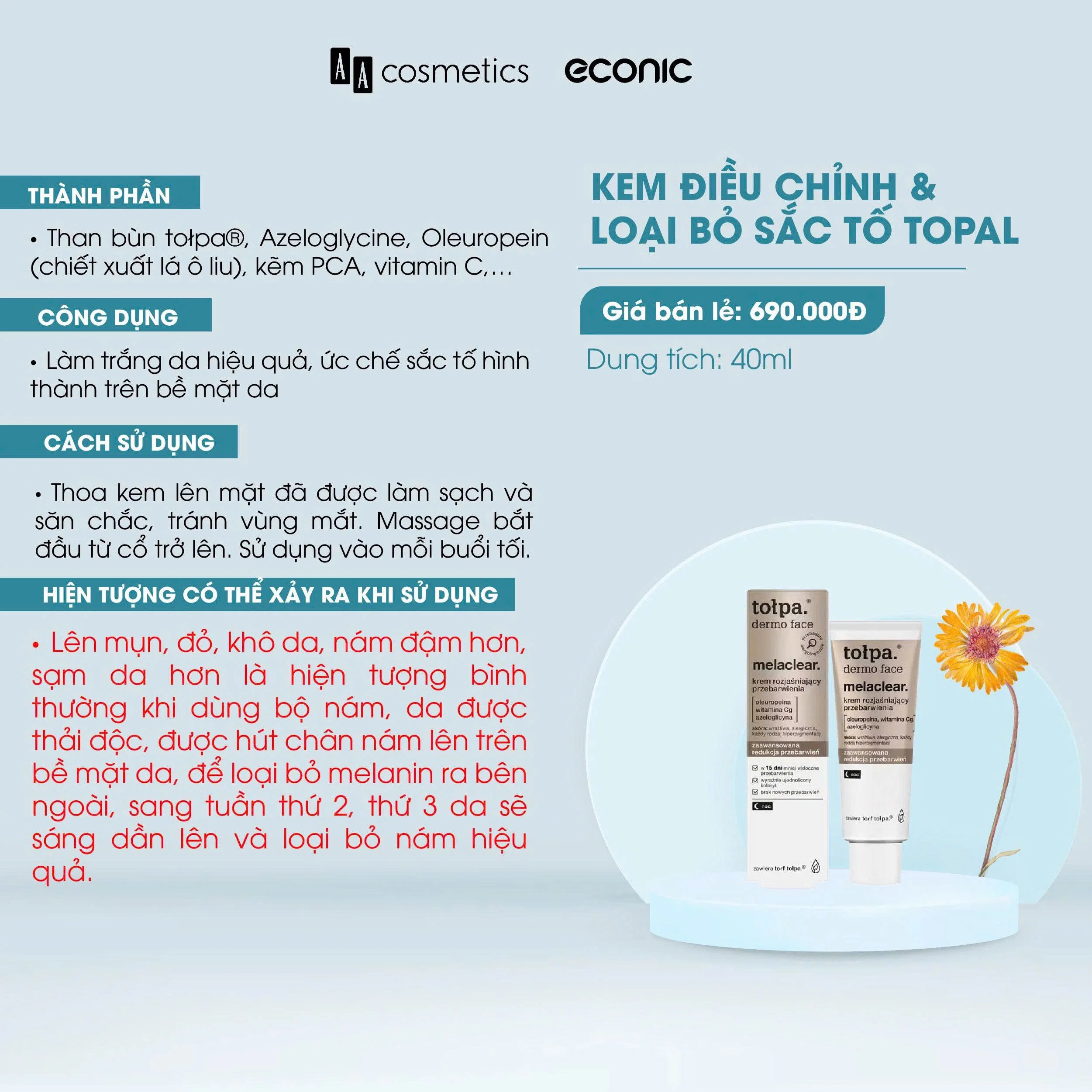 Kem Điều Chỉnh Sắc Tố Ban Đêm Tołpa Melaclear 40ml — Ảnh 4