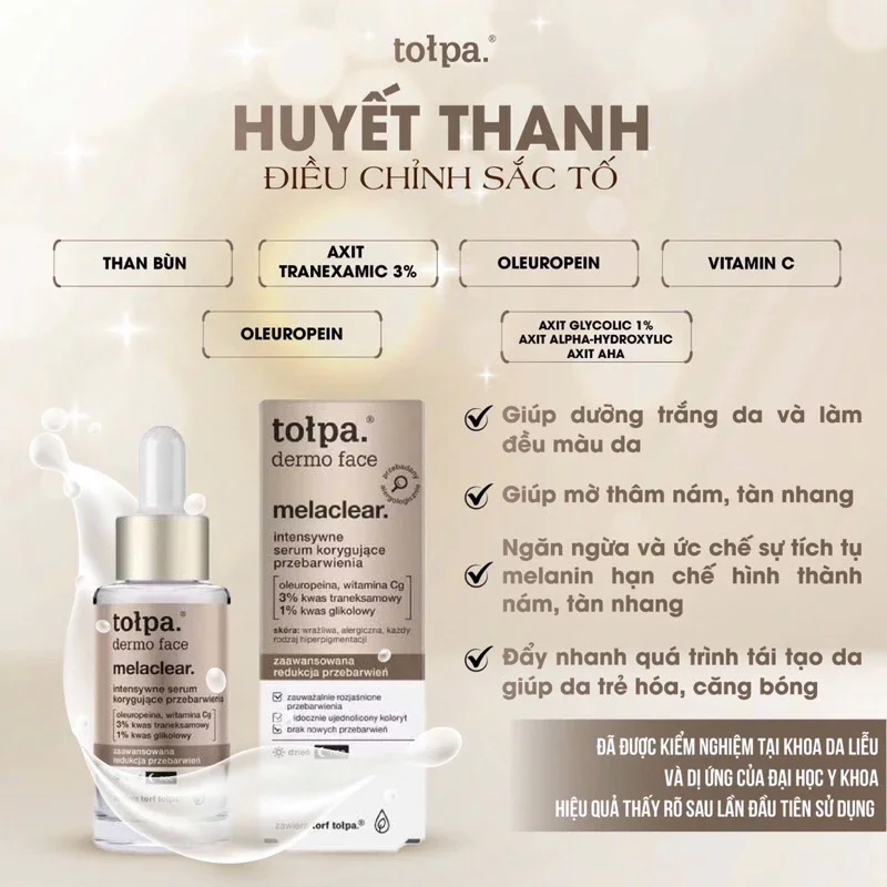 Huyết Thanh Điều Chỉnh Sắc Tố Tołpa Dermo Face Melaclear Intensive Serum 30ml
