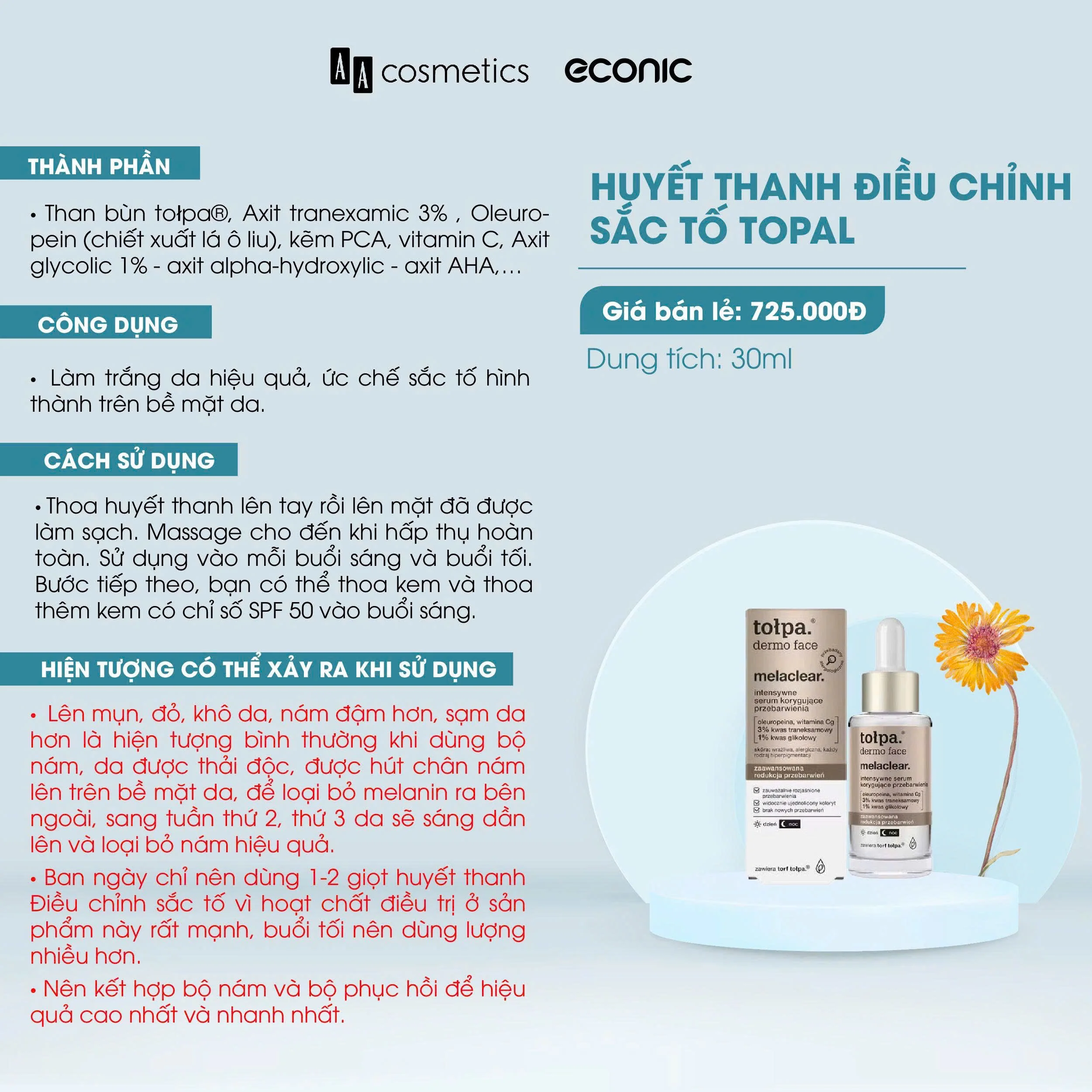 Huyết Thanh Điều Chỉnh Sắc Tố Tołpa Dermo Face Melaclear Intensive Serum 30ml — Ảnh 5
