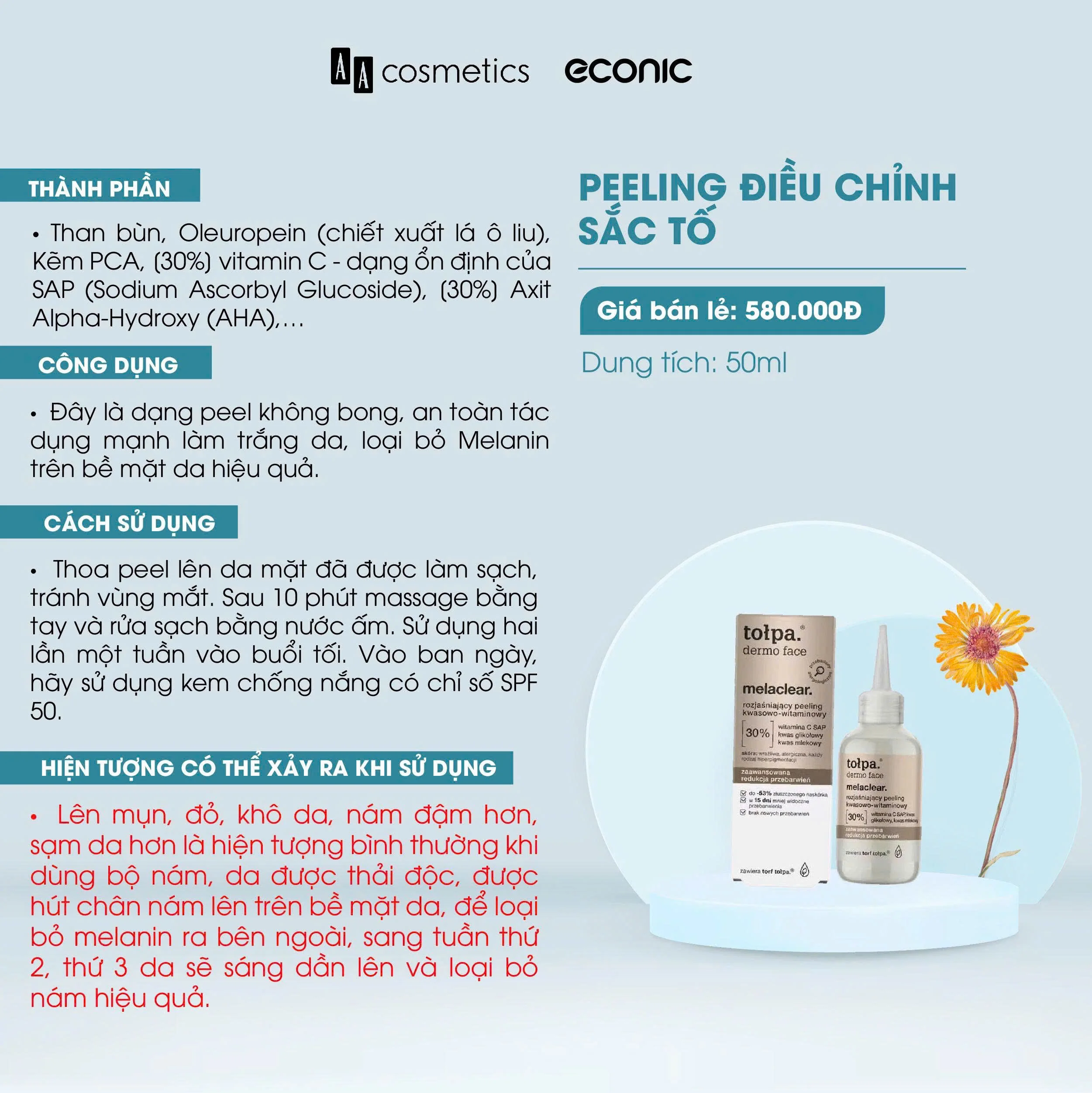 Peeling Điều Chỉnh Sắc Tố Tołpa Melaclear 50ml — Ảnh 2
