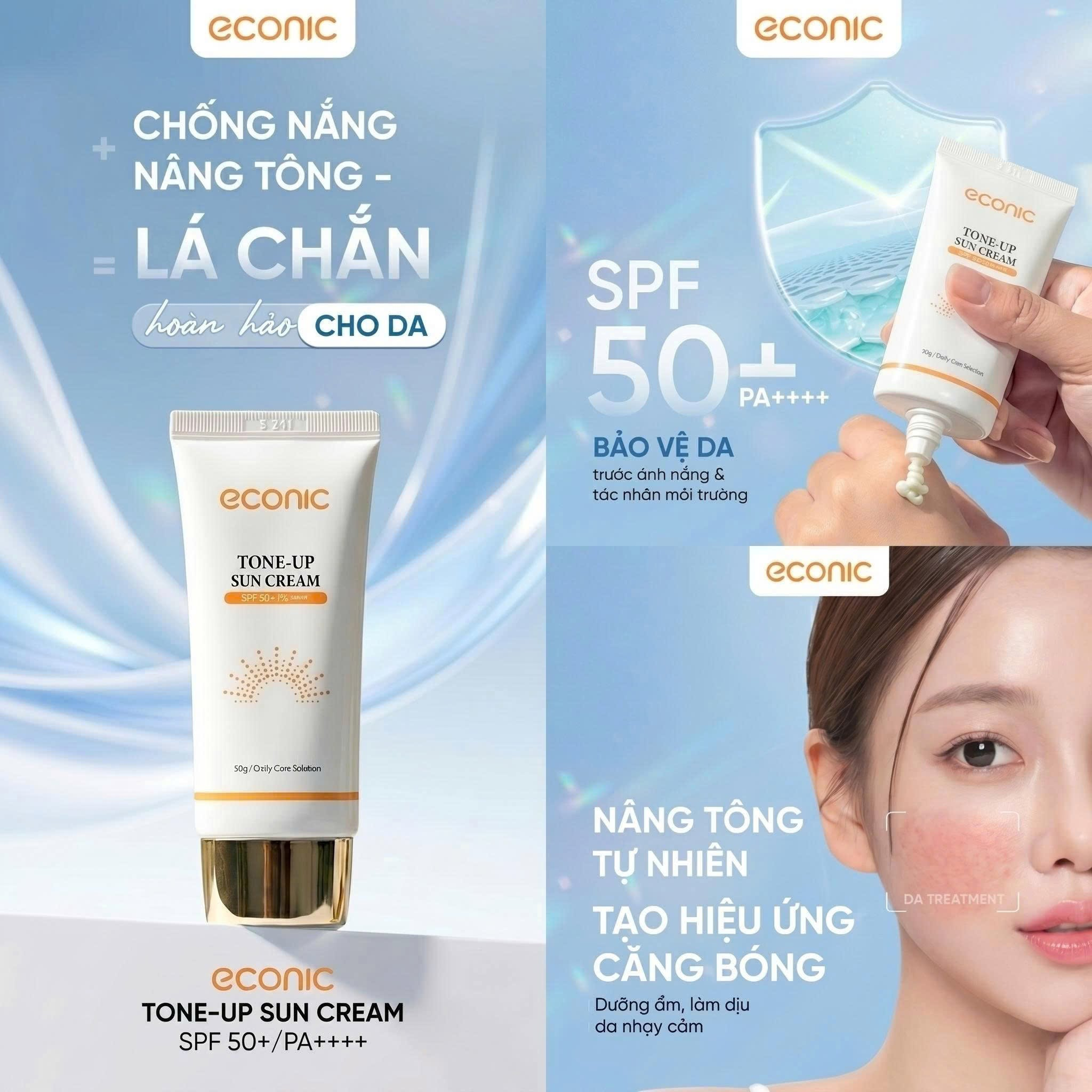 Kem Chống Nắng Nâng Tông Econic Tone-Up Sun Cream SPF50+ PA++++ 50ml – Bảo Vệ Da Toàn Diện, Nâng Tông Tự Nhiên — Ảnh 6